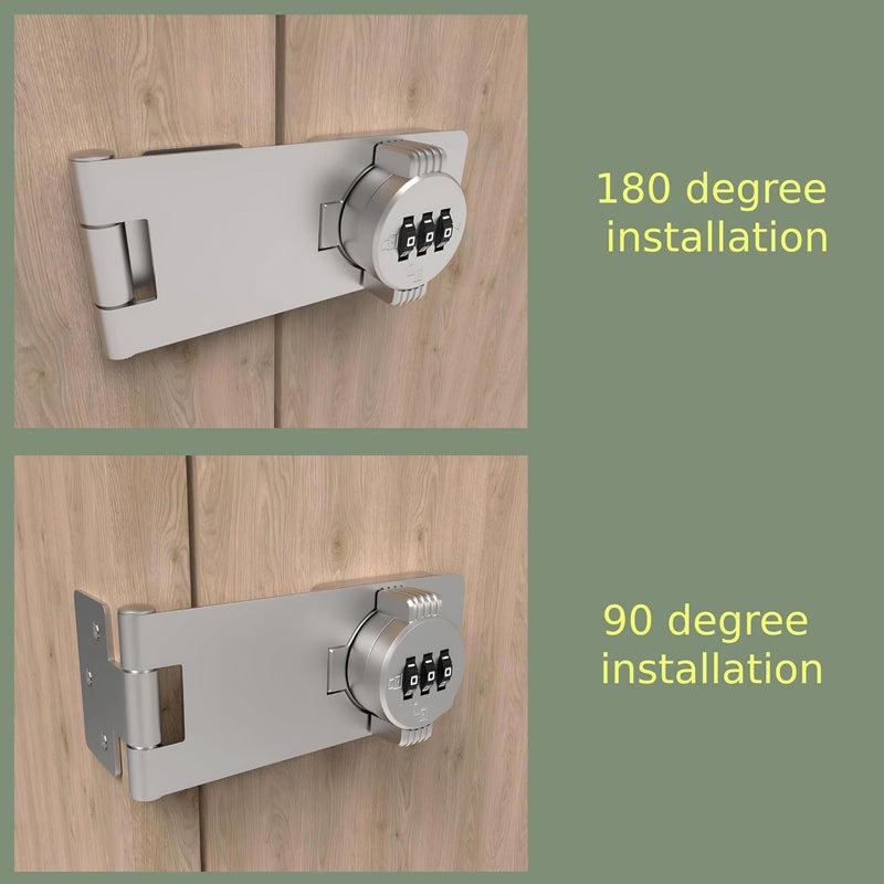 RETRIN Keyless Combination Lock – 3-Digit Combination Lock for Cabinet Doors – Twist Knob Hasp Latch Lock with Password Code – Zinc Alloy Cabinet Door Latch for Kitchen Drawers, Cabinets, Cupboard (Silver) - Image 3